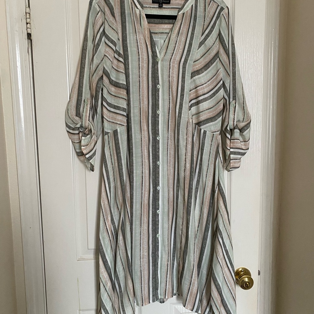 Fred David Striped Flowy V-Neck Dress